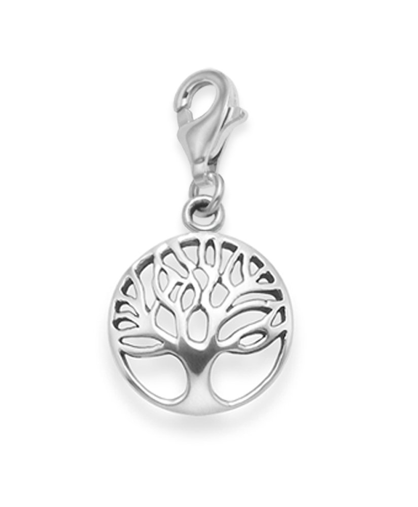 Heather Needham Silver Sterling Tree of Life Charm - Size: 12mm. Yggdrasil clip on charm. Gift boxed 8097TR/B41HN, 12mm, Stone Sterling Cubic Zirconia Diamond, Cubic Zirconia