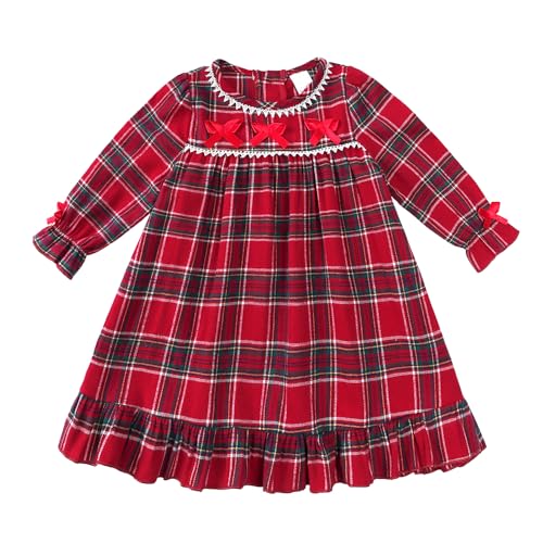 ZFTTZYMX Baby Girls Plaid Dress Toddler Ruffle Long Sleeve Christmas Princess Dresses Xmas