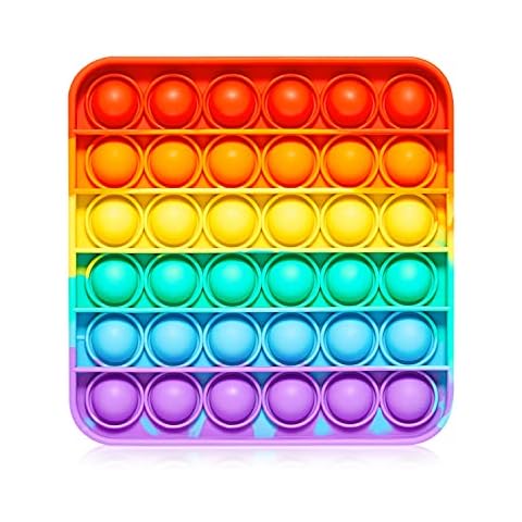 Push Pop Bubble Fidget Sensory Toy - for Autism, Stress, Anxiety - Kids and Adults (Rainbow Square) Cover