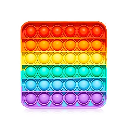 Push Pop Bubble Fidget Sensory Toy - for Autism, Stress, Anxiety - Kids and Adults (Rainbow Square)