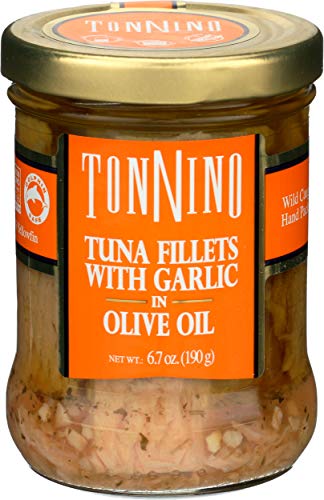 Tonnino Tuna Fillet Olive Oil Garlic Fad Free, 6.7 oz