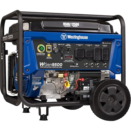 Westinghouse Outdoor Power Equipment 12500 Peak Watt Home Backup Portable Generator, Remote Electric Start with Auto Choke, Transfer Switch Ready 30A & 50A Outlets, Gas Powered