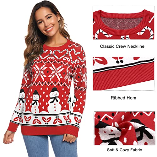 Marvmys Ugly Christmas Sweater Family Set Mens Snowman Xmas Pullover Holiday Jumper Tops Red #TOP3