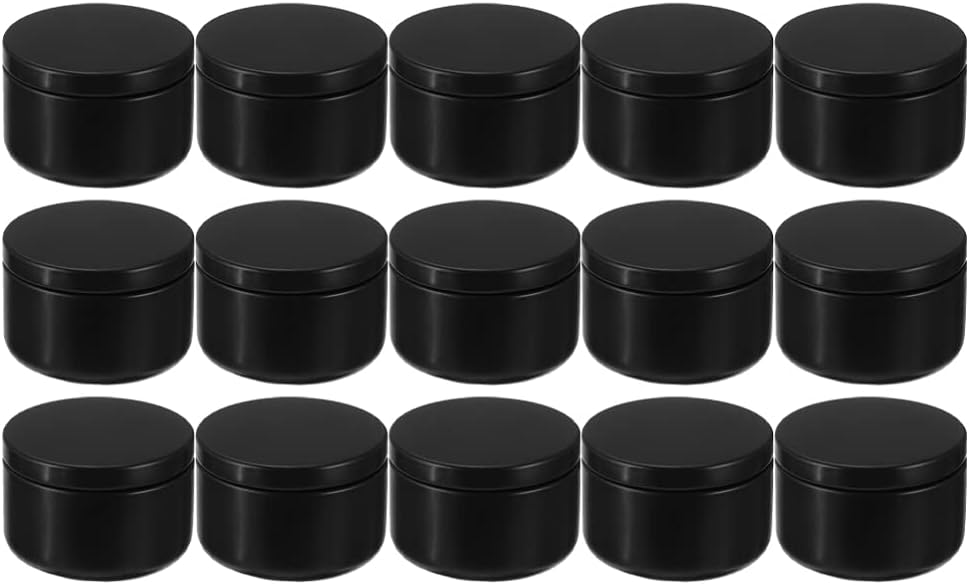 Artibetter 24pcs Candle Tins 2oz Aluminum Tins Mini Round Empty Candle Containers Tin Jars with Lids for Candle Making Spices and Gifts (Black)