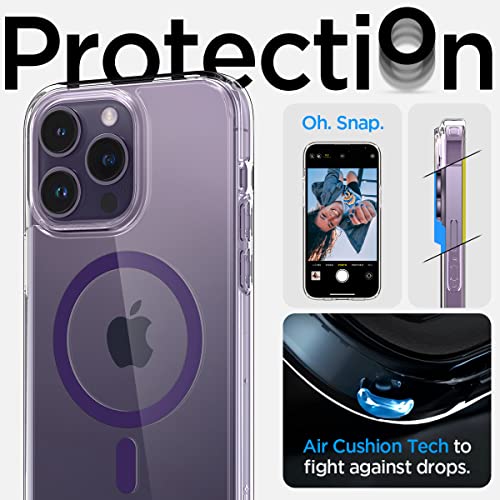 Image of Spigen Ultra Hybrid MagFit Back Cover Case for iPhone 14 Pro, MagSafe Compatible, Air Cushion Technology - Polycarbonate + TPU | Deep Purple