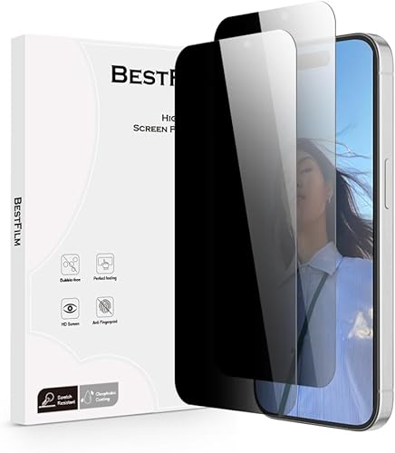 Paquete de 2 protectores de pantalla de privacidad para iPhone 15iPhone 15 Pro, película protectora de vidrio templado 9H, protector antiespía