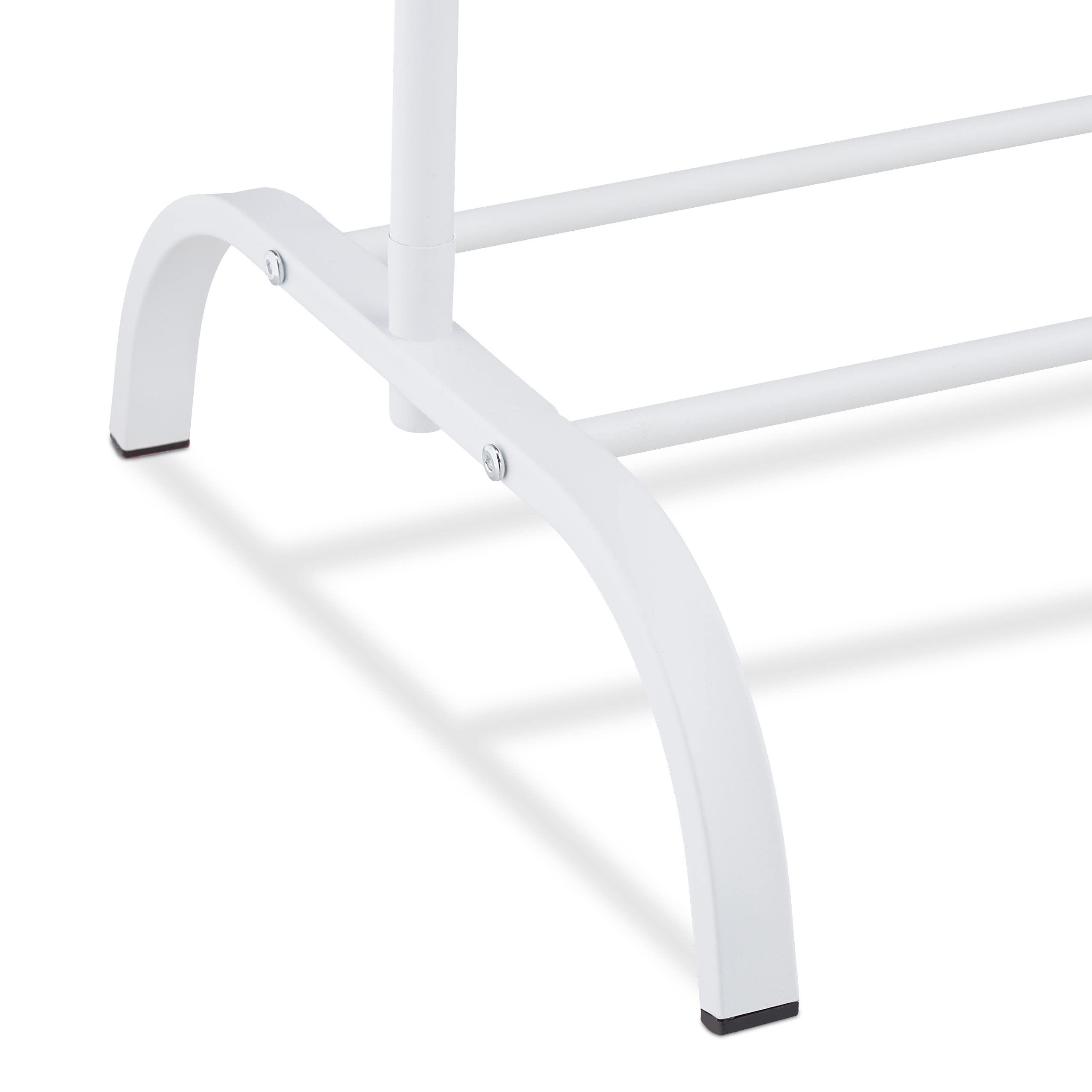 Relaxdays Stand Appendiabiti con Ripiano Porta Scarpe, Asta Attaccapanni da Camera e Ingresso, HLP: 144x60x44 cm, Bianco