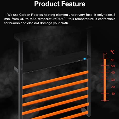 Toallero calefactable para baño de pared negro que elimina toallas frías 5