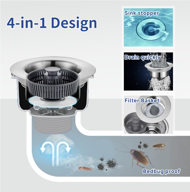 YMSdrain 3 en 1 Accesorios para Fregadero de Cocina de Acero miniatura 5