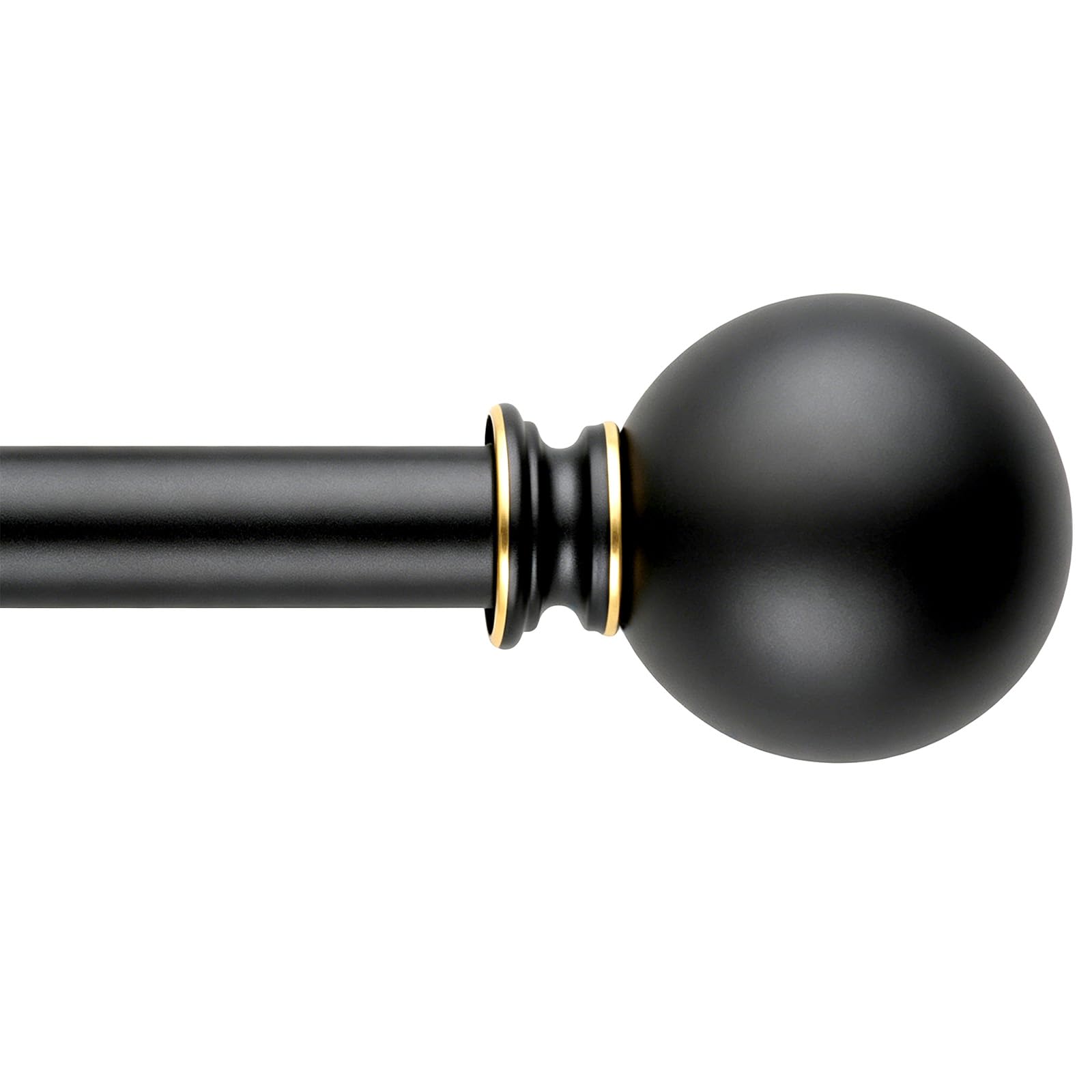 Black Curtain Rods for Windows 18 to 45 inches,1 Inch Modern Metal Drapery Rods,Adjustable Heavy Duty Curtain Pole with Round Finials(18"-45"Black Gold)