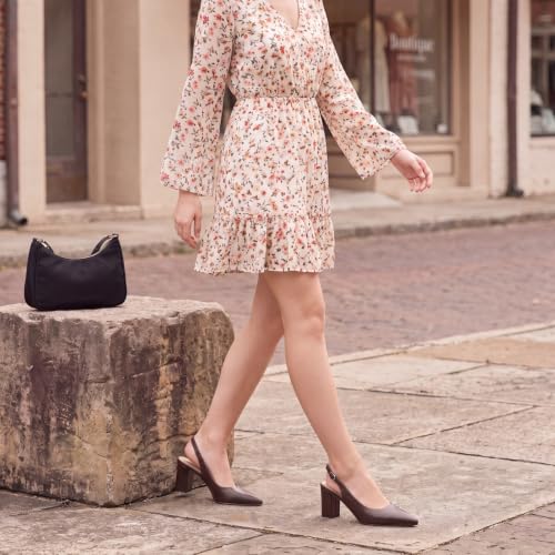 Image of RIBONGZ Sexy Slingback Pumps Elegant Dressy Heels for Women Closed Toe Pointy High Heels Wedding Bride Prom Party Evening Shoes