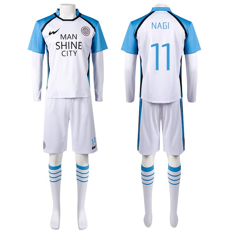 Zhongkaihua Nagi Cosplay Football Outfit Reo Mikage Jersey Football Sport Training Suits Sportswear Shorts Kits and Socks for Halloween Role Play Costume Full Sets — image 1