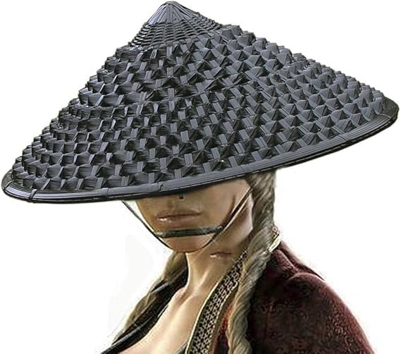 zonzxcv Bamboo Samurai Hat Handmade Pineapple Cone Hat Dress up Props Black