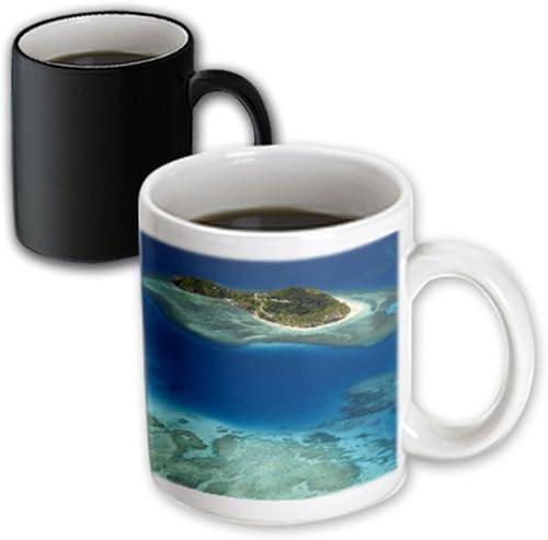 Miniatura 3 de 3dRose Matamanoa, Coral Reef, Mamanuca Islands, Fiji taza, 11 onzas, negroblanco