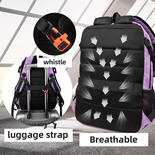 Large Laptop Backpack 17.3 Inch Durable Waterproof Travel College Backpack Bookbag For Men & Women Business Backpack With Usb Charging Port And Headset Port Light Purple #TOP3