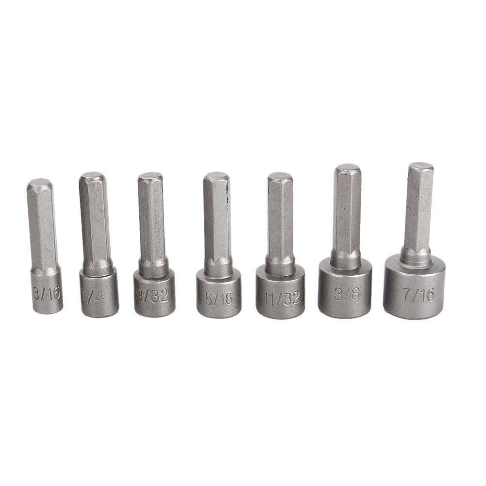 Strong Hex Shank Socket, 14 Pcs/ Set Power Nutdriver Nut Driver Bit Set Adapter Non Magnetic Hex Shank Socket