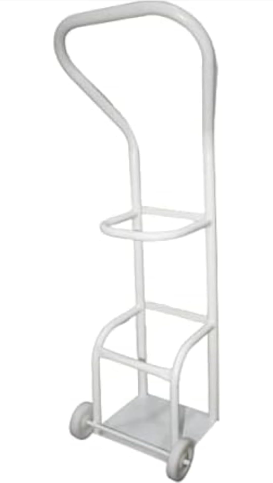 Medical Grade Oxygen Cylinder Trolley, White Metal Frame, Hospital and Home Use, Fits 5-20 Liter Cylinders with Wheels-image-16
