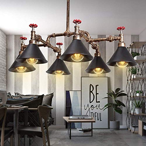 XYQUTQMK E27 6-Lights Vintage Steampunk Water Pipe Chandelier, Industrial Wrought Iron Ceiling Pendant Lighting, Retro Loft Hanging Lamp Decoration Lighting Flush Mount Light steampunk buy now online XYQUTQMK E27 6-Lights Vintage Steampunk Water Pipe Chandelier, Industrial Wrought Iron Ceiling Pendant Lighting, Retro Loft Hanging Lamp Decoration Lighting Flush Mount Light steampunk buy now online