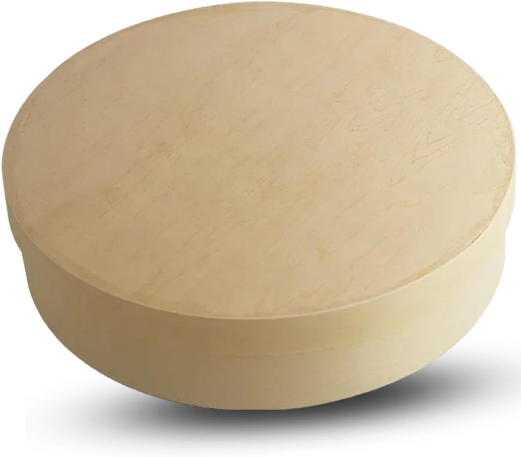 Round Wooden Box 15.75"", with lid, for cheese and charcuterie, natural, wood, Large