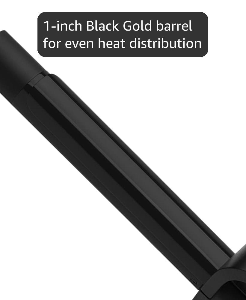 HOT TOOLS Pro Artist Black Gold 1 Inch Curling Iron - Stylist Preferred Curling Wand, Creates Defined Waves and Long-Lasting Results for Smooth & Shiny Styles