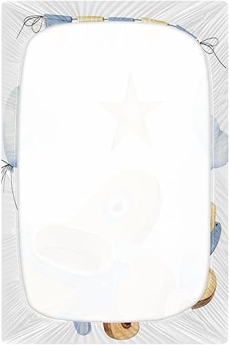 Miniatura 3 de CEBUGI Sábana bajera elástica para cuna para bebé, niño y niña, paquete mini portátil de avión en las nubes, sábana bajera para juego neutral,