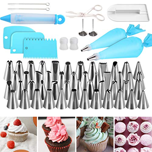 NEXGADGET Moule de Décoration de Gâteau,Outils Ustensiles de Pâtisserie,62 Pièces Poche à Douilles, DIY Kits pour Décoration de Gâteaux