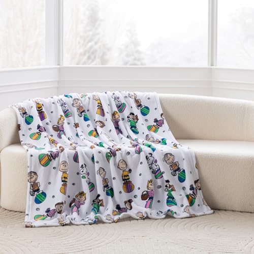 Image of Berkshire Peanuts VelvetLoft Cute Character Snoopy Plush Throw Blanket,Easter Gang 2025 White,Throw 55 in x 70 in (Official Peanuts Product)