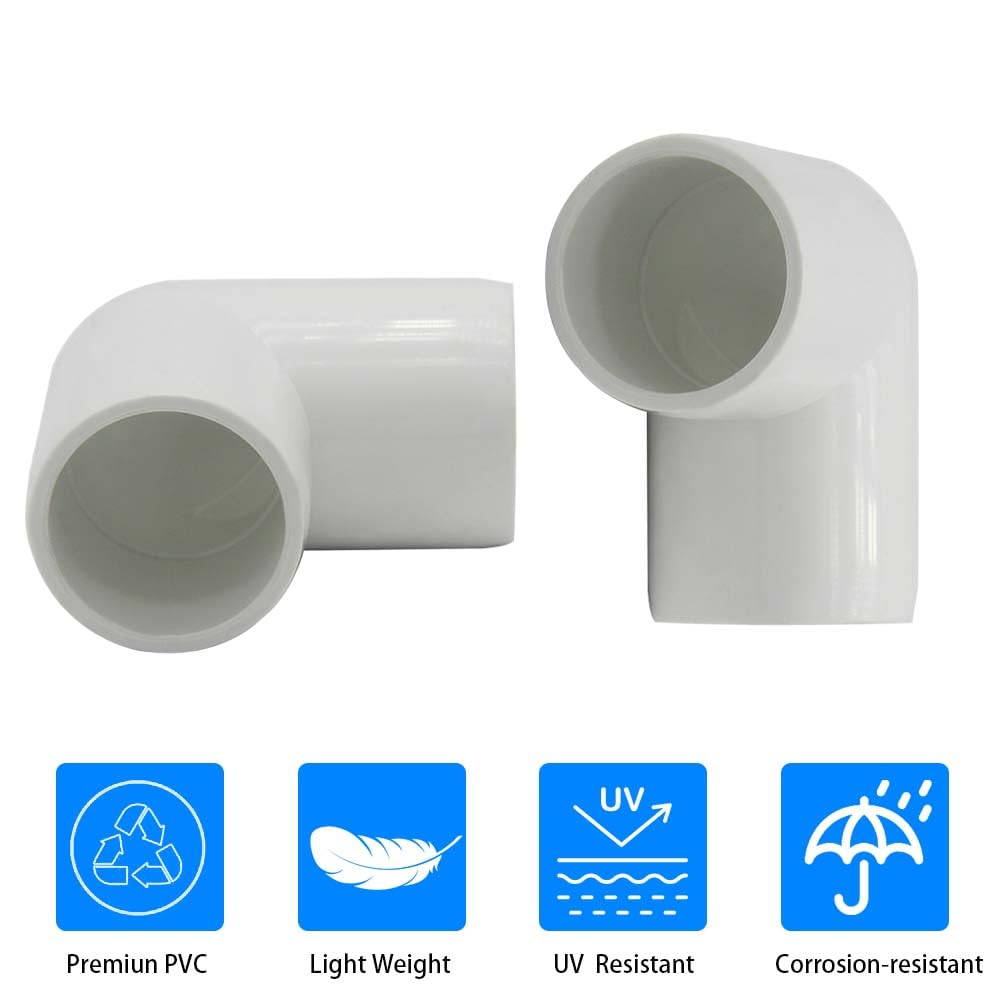 YSIL Conector de PVC de 2 vías de 90 grados de 1 pulgada para estructura y marco de PVC de bricolaje, se adapta a tubos de PVC Sch 40 de 1 pulgada (paquete de 20)