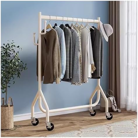 Multi-Purpose Hanging Shelves & Rod, Clothing Garment Rack, Hanging Clothes Organizer Rail for Display & Storage, White, 80x42x155cm - Perfect for Home & Retail Use