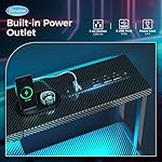 AODK Computer Desk, 56 Inch Gaming Desk with Led Lights & Power Outlet, Office Desk with Storage Shelves, Reversible Desk with Monitor Shelf & Headphone Hook, Carbon Fiber Black - Image 4