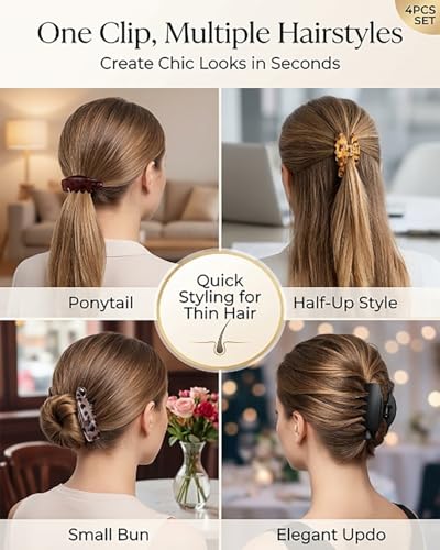 Pinzas Banana pequeñas para cabello fino, 4 piezas miniatura 6