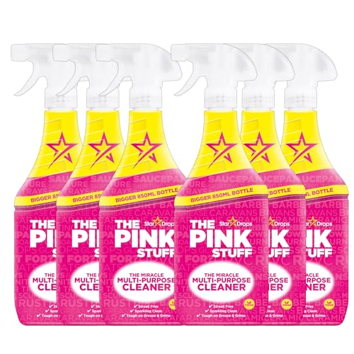 Stardrops The Pink Stuff Miracle Multi-Purpose Cleaner Spray, 850ml, Pack of 6, Tough on Grease & Grime, Streak-Free