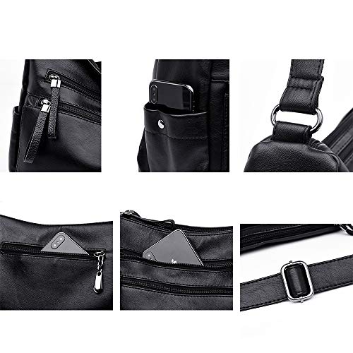Sacmill Soft Ladies Leather Crossbody Bags Girls Lightweight Shoulder Handbags for Women Multi-Pocket with Adjustable Shoulder Strap - Image 5