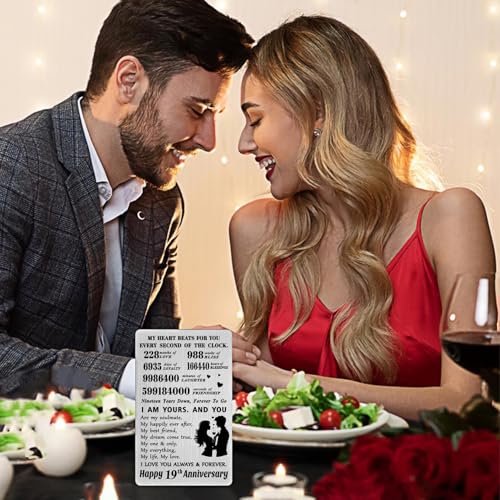 LGQDYMZ 19th Wedding Anniversary Card Gifts - 19 Years Happy Anniversary Romantic Gifts for Him Her - 19 Years Wedding Wallet Card Presents for Husband Wife