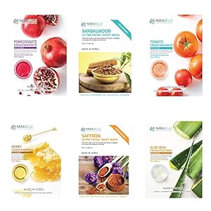 Mirabelle Sensitive Ex Korean Face Sheet Mask For Hydrating & Radiance Boosting | Serum Sheet Mask For Women & Men | Combo Pack Of 6 (each 25ml)