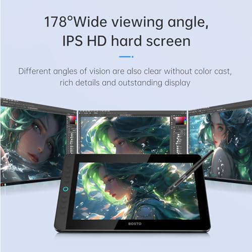 Tableta de dibujo gráfica portátil BT-13HDK de 13,3" con panel digital antirreflejo LED 4