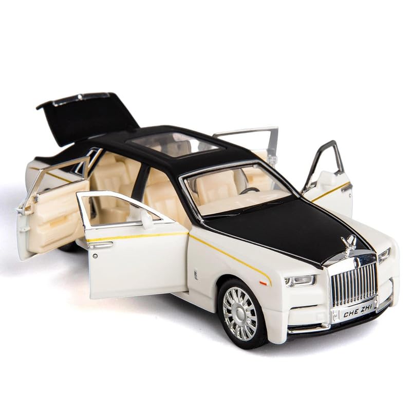 Image of Kids Model 1:24 Rolls-Royce Phantom Die Cast Metal Car Pull Back Action Opening Doors with Realistic Engine Sound Lights Toy Car Gift for Boys - Multi