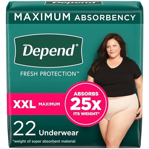 Image of Depend Fresh Protection Adult Incontinence & Postpartum Bladder Leak Underwear for Women, Disposable, Maximum, Extra-Extra-Large, Blush, 22 Count, Packaging May Vary
