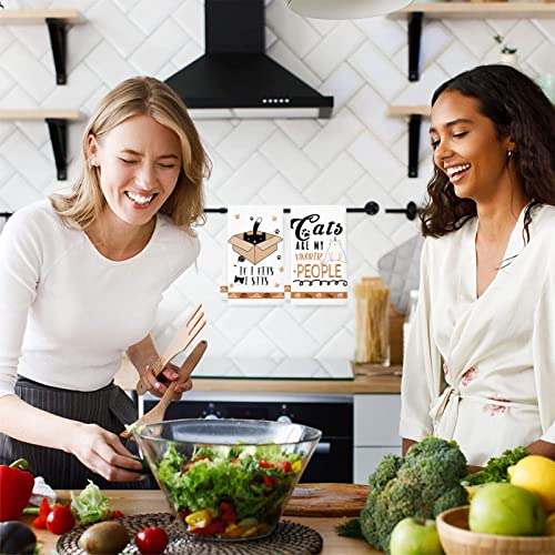 Lebsitey Cat Kitchen Towels Set Of 4 Funny Decorative Hand Towels Absorbent Drying Tea Dish Towel For Cooking Baking Home Decorations,16 X 24 Inches #TOP4