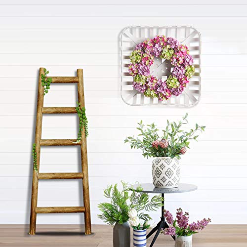 WANNA-CUL 20" Multicolor Spring Hydrangea Flower Wreath with Square Tobacco Basket for Front