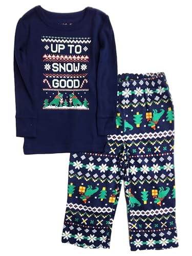 Cat & Jack Infant Boys Blue Lightweight Up To Snow Good Christmas Holiday Pajamas 12m