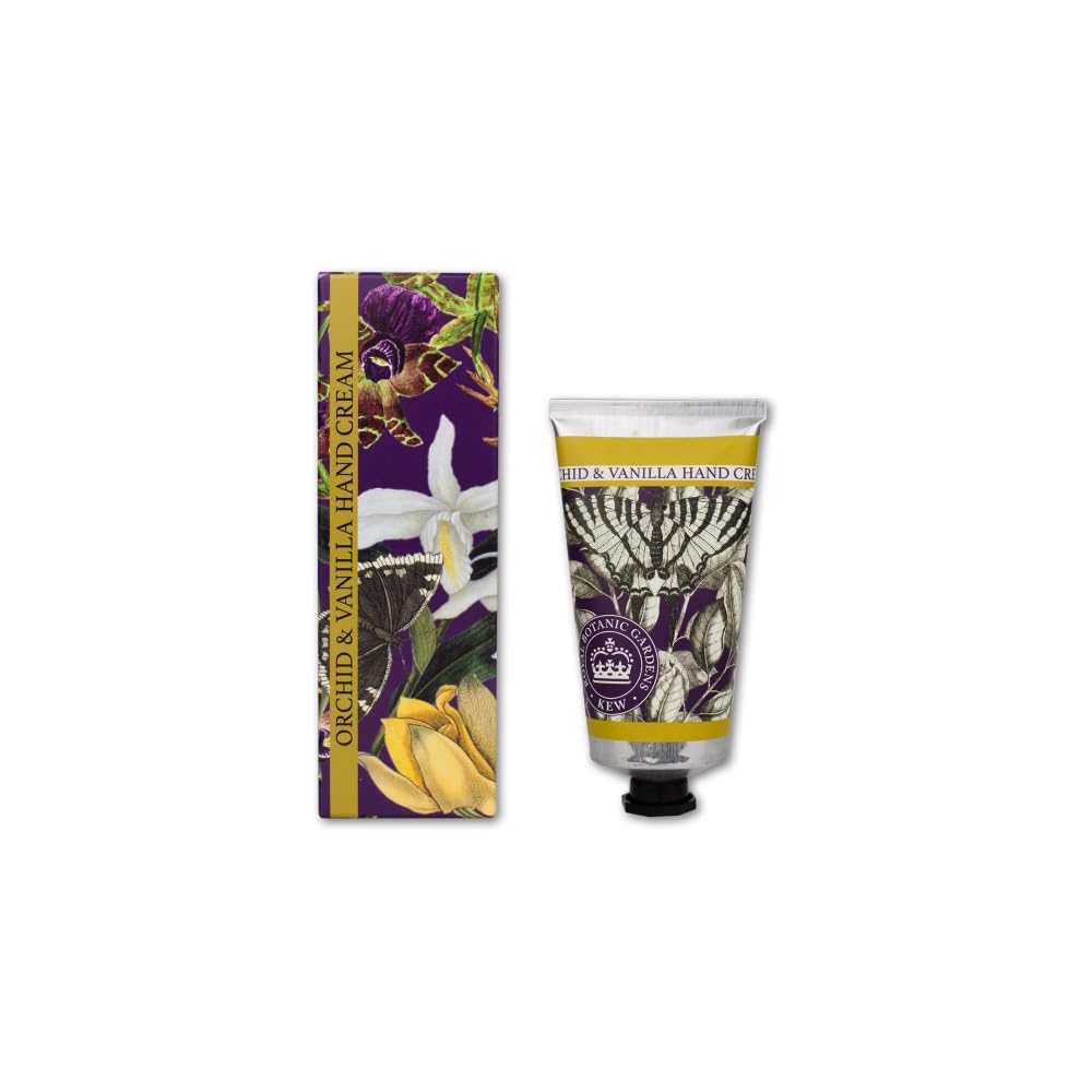 The English Soap Company Royal Botanical Gardens Kew Hand Cream Crema Hidratante de Manos para Hombres y Mujeres con Fragancia de Orquídea y Vainilla 75 ml