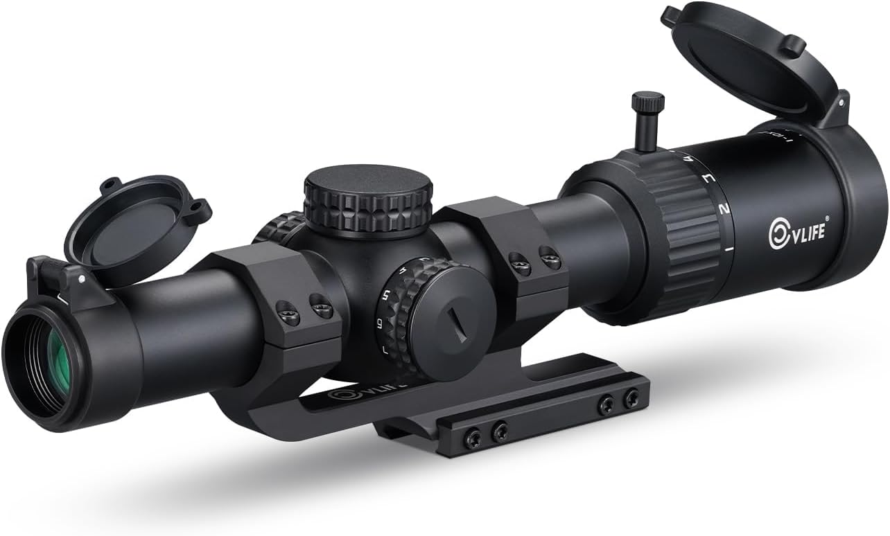 CVLIFE 1-10x24 LPVO Rifle Scope with 30mm Cantilever Mount, Illuminated BDC Reticle Scope with Generous Eye Relief for 1-10X