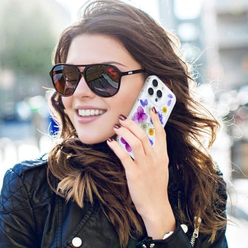 Coque transparente iPhone 16 Pro Max fleurs séchées mignonne et fine
