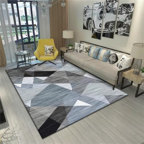 Tapis moderne à motif géométrique flou bleu textile de sol de qualité - 2