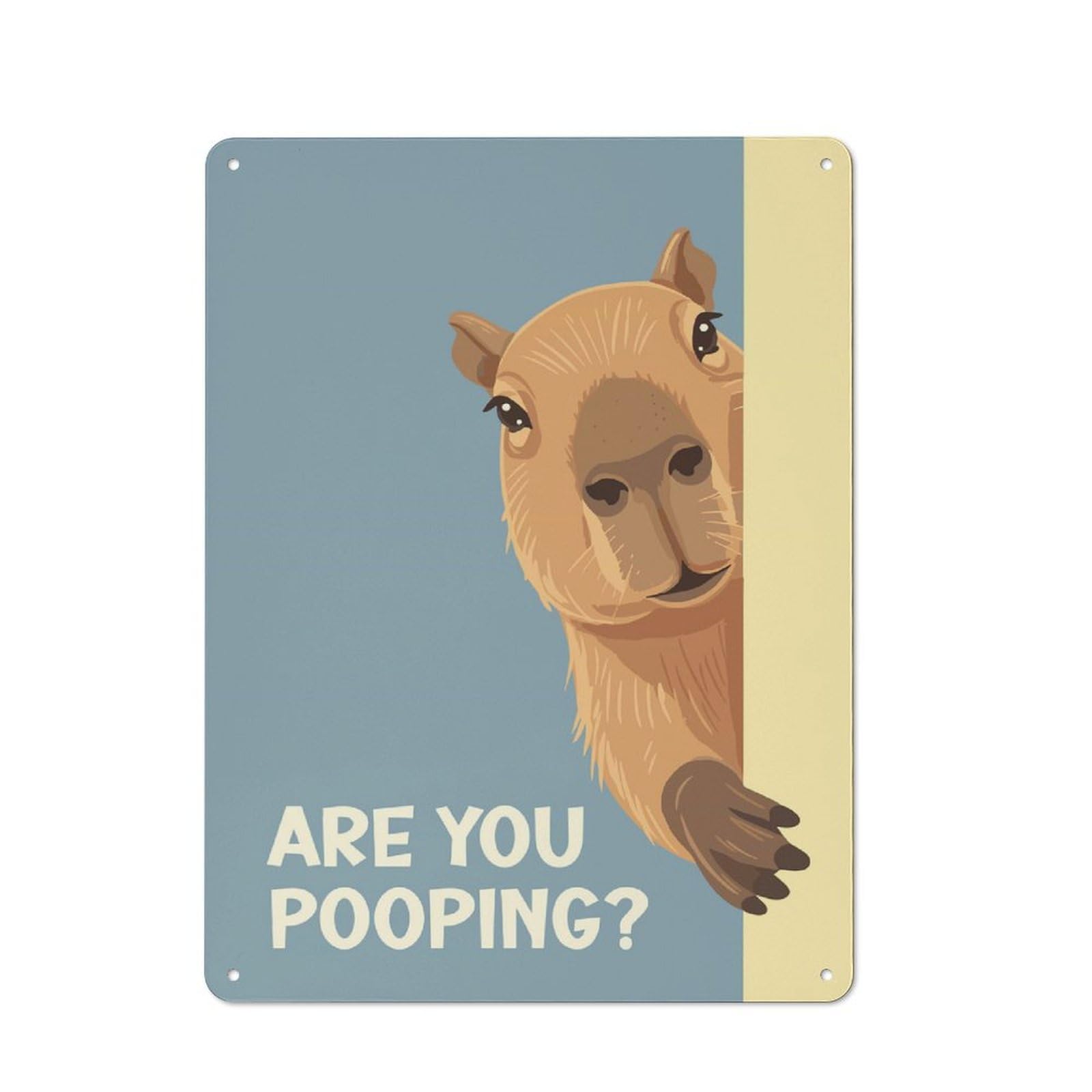 Junmoney Capybara Peeking Are You Pooping Tin Sign 40X30cm With For Home Bar Wall, Vintage Decor, Suited To Home Bar Decor Fans