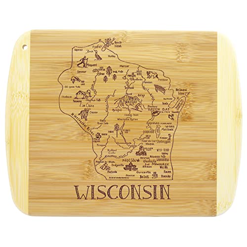 Image of Totally Bamboo A Slice of Life Wisconsin Engraved Map Cutting Board