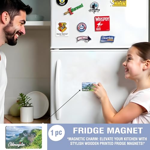 Image of Elegant Fridge Magnet with Themes |Rectangular Size Refrigerator Magnet with Magnetic Rubber Back | Pack of 1, 8.6cm X 5.4cm (Chikmangalur - Design 9)