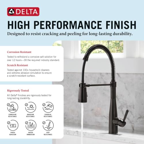 Delta Essa Pro Style Commercial Kitchen Faucet with Pull Down Sprayer, Brushed Gold Single Hole Kitchen Sink Faucet, Single Handle, Champagne Bronze 9613-CZ-DST — view 3