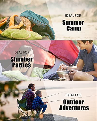 Sleeping Bag for Kids Adults Boys Girls Youth, Cold&Warm Weather, Backpacking Ultralight Lightweight Compact Waterproof for Camping Hiking - (Summer, Spring, Fall) - 50 Degree